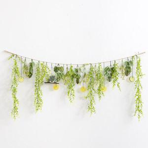 몬스테라 조화 가랜드 네츄럴 그린잎 바인 150x60cm (DIY) 여름 인테리어 꽃 벽장식 벽걸이 소품 현관 문