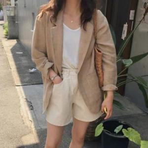 [연루아]린넨자켓 캐주얼자켓 롤업자켓 마자켓 여성마이 빈티지 윈터