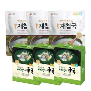 [정성드리] 하동 재첩국 320g x 3팩 + 매생이굴국 350g x 3팩