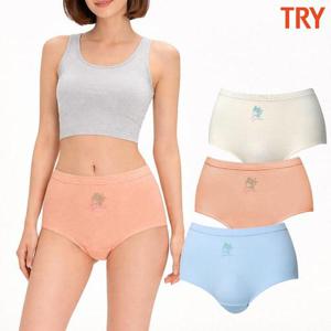 [트라이]트라이 국산 여성면팬티 퀸스 순면팬티세트 은나노 삼각 엄마 3종 세트