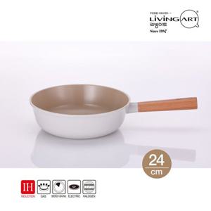 리빙아트 우드핸들 세라믹코팅 인덕션 웍 궁중팬 24cm
