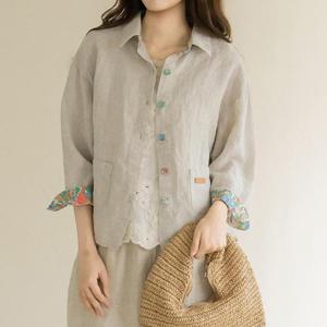 엄마옷 마담4060 [내추럴포엠]카라린넨셔츠자켓 -QJK2604006-