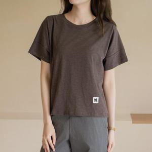 엄마옷 마담4060 [내추럴포엠]냥이패치반팔티셔츠 -QTE2604086-