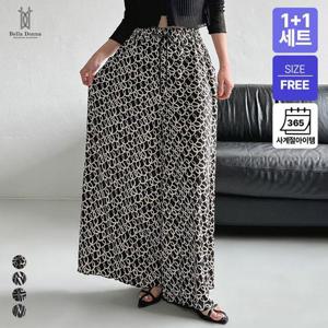 1+1 벨라도나 여성 냉장고 밴딩 큐롯 팬츠 나염 와이드 치마바지 바캉스룩 BLN26_P289s2