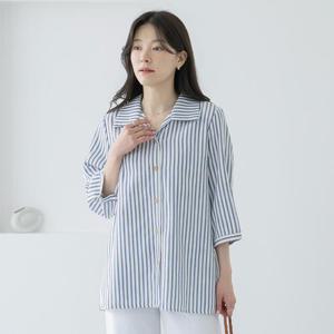 엄마옷 마담4060 세로줄롤업셔츠 -QBL2604088-