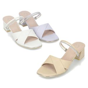 [정상가 159,000원] 엘칸토 여성 엑스 스트랩 투웨이 미들힐 샌들 4.5cm LCWW55I526