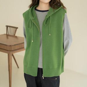 엄마옷 마담4060 [내추럴포엠]후드집업니트조끼 -QVE2602005-