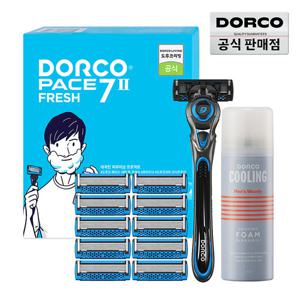 도루코 페이스7투 프레시 면도기획세트 3호(면도기+면도날 총11입+폼 74ml)/7중날