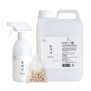[숲케어] 국내산 편백수+편백오일 피톤치드 스프레이 탈취제 500ml+대용량 리필2L+편백큐브증정
