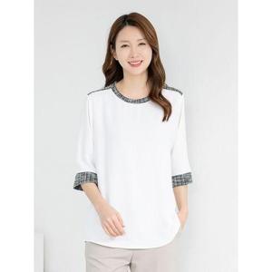[모슬린]엄마옷 블라우스 7부 트위드 라운드 MQG126637 마담 미시 중년여성 빅사이즈 할머니옷 50대 60대..
