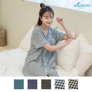 인견 여성 시원한 홈웨어 카라형 원피스 5종 택1