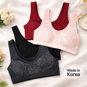 [모든GO]여성 브라탑 국내생산 노와이어 노패드 홑겹 레이스 브라렛