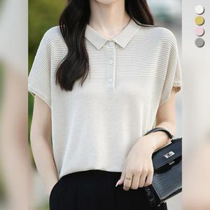 [유니제이] 코로 드롭 골지 니트 반팔티