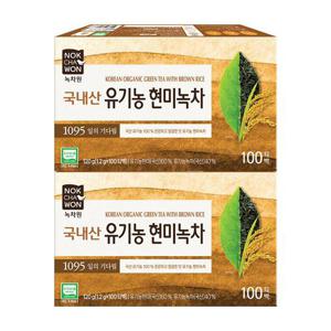 [5/20특가오늘]녹차원 국내산 유기농현미녹차 100티백 x 2팩(식수대용)