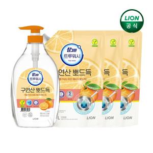 참그린 구연산 뽀드득 주방세제 오렌지향 본품 1kg x 1개+1.2L 리필 x 3개