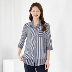 엄마옷 남방 카라 반팔 스트라이프 604BNM009 중년여성/50대/60대/마담/빅사이즈/할머니옷