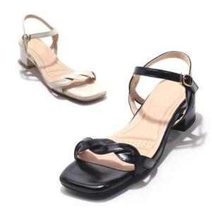 갤러리아_세라 여성 소가죽 스퀘어 스트랩 샌들힐 C25S510 컬러 2종 4CM
