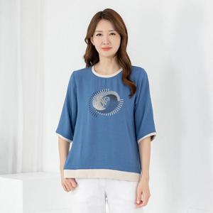 엄마옷 티셔츠 반팔 라운드 냉감 604BNM108 중년여성/50대/60대/마담/빅사이즈/할머니옷