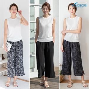 [~XL] 인견 와이드 8부 패턴통바지 옆트임 5종 택1