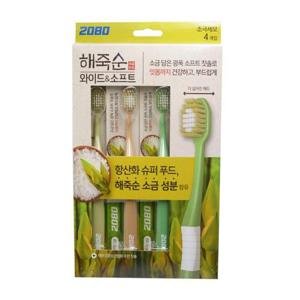 해죽순칫솔 2080 해죽순 소금담은 칫솔 4개입 가족칫솔 초극세모칫솔 극세모칫솔
