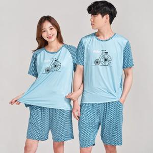 이라인 라이드 아이스 원포인트세트 냉감 반팔잠옷 [파자마/커플잠옷]
