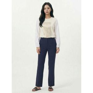 [올리비아하슬러]다크네이비 폴리 냉감 일자핏 팬츠 OHCMPT401