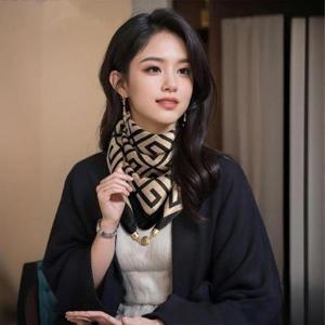 마그네틱 자석 스카프 여성 승무원 면 목 손수건