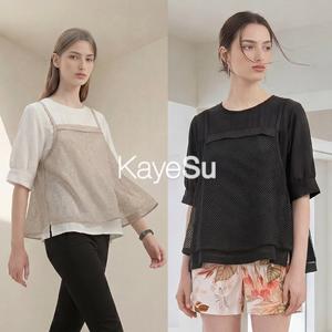 [케이수] 26SS 크로쉐 인견 블렌디드 블라우스 2종