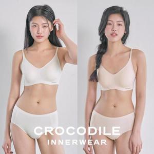 [크로커다일] 소프트 쿨인견 쉘론 패드분리 후크형 브라+팬티 4종세트 오트밀 베이지 CDW5N1718_T