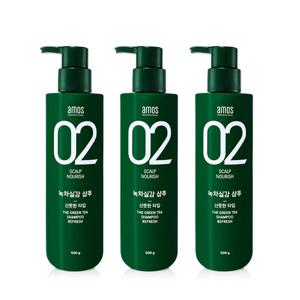 아모스 녹차실감 샴푸 지성(산뜻한타입) 500g 3개