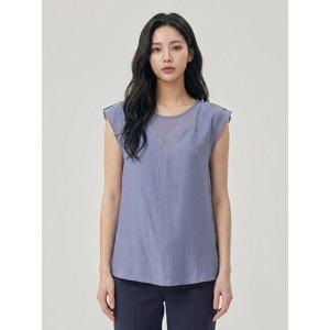 [올리비아하슬러]블루 실버V라인 라운드 민소매 블라우스 OHCMBL207