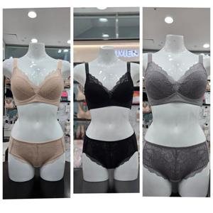 [비비안]노와이어 레이스 브라 팬티 세트(BR6729SKBKGREYBP6729PSKBKGREY)_CJ