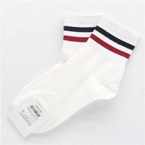 여자 발목 줄 무늬 포인트 패션 삭스 흰색 (W91C802)