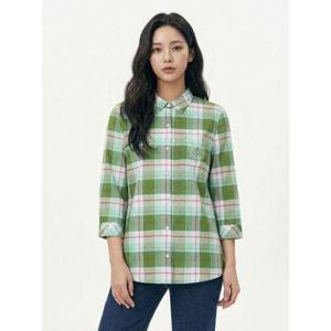 [올리비아하슬러]그린 베이직체크 마 셔츠 블라우스 OHCMBL208