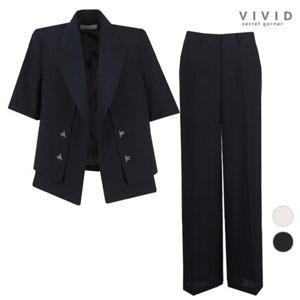 [비비드 시크릿가너]VIVID SET 여성 여름반팔 정장자켓+정장통팬츠 세트