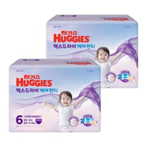 [하기스]2025 하기스 맥스드라이 에어 팬티형 6단계 공용 33매X2팩