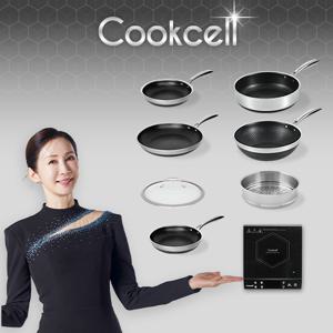 블랙큐브 쿡셀 홀로그램큐브팬 실속세트(프라이팬22cm, 프라이팬28cm, 소테팬28cm)+ 궁중팬28cm+프라이팬22cm+28찜기+28유리뚜껑+쿡셀 인덕션