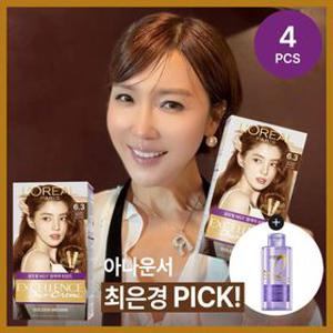 [최은경 PICK] 로레알파리 엑셀랑스 듀오크림 나눠쓰는 새치염색약 4개 (증)HA 샴푸 미니 80ml