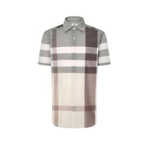 [25SS] [COOL BLEND] 울 혼방 카키 체크 워셔블 반팔 셔츠 DMSH5BC12K2