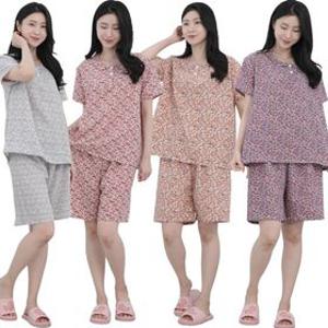 [APP전용] 인조인견 상하잠옷세트 파자마 잠옷 홈웨어 여름 이지웨어 꽃무늬 플라워