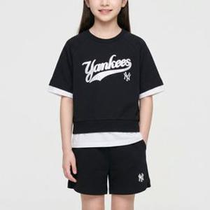 MLB 키즈 스트릿 베이직 레이어드 티셔츠세트(여아) 뉴욕양키스 BLACK 7FS1B0663 50BKS