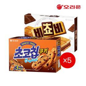 [APP전용] 오리온 비쵸비(125g) 5개 + 초코칩쿠키(192g) 5개