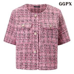 클래식 라운드넥 트위드 반팔 자켓 (GQBJK002D)