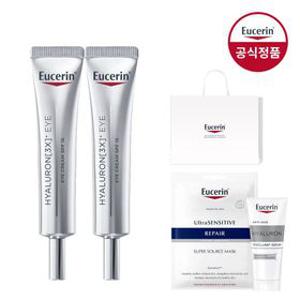 유세린 하이알루론 3X 아이크림 15ml 2개 [증]에피셀린세럼7ml+마스크팩1매+쇼핑백