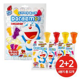도라에몽 롤리팝 과일맛 4종 비타민 캔디 80g, 2+2 (총 32개입)