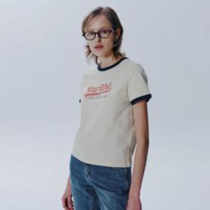 W VINTAGE BASEBALL RINGER TEE ivory