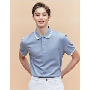 [25SS] [AIRY TWILL] 블루 더블 팁 배색 카라 티셔츠 HZTS5B437B1