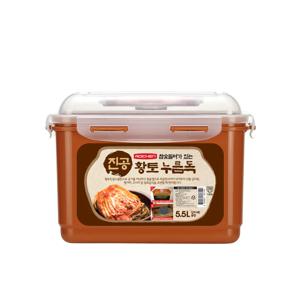 진공 황토 참숯 누름독 김치통/밀폐용기 5.5L (김치냉장고 사용가능)