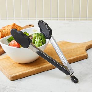 깔끔 실리콘 스텐핸들 집게 블랙 27CM