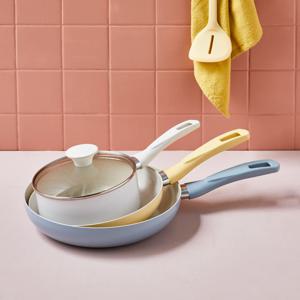 버터쿡 세라믹코팅 인덕션겸용 냄비 프라이팬 3P 세트 편수20뚜껑 팬24+28CM